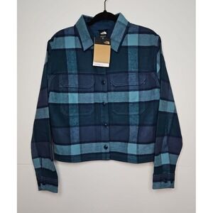 The North Face Womens Blue Plaid Valley Flannel Shirt Jacket Size Small NWT